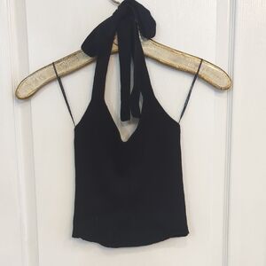 Black Knit Halter Top